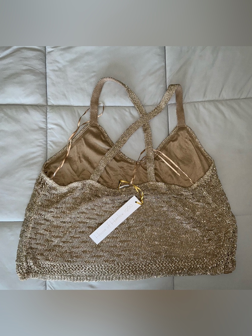 House of Harlow 1960 Shimmery Gold Knit Top - Picture 2 of 7